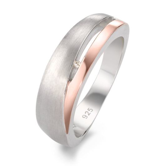 Ring Silver Diamond 0.006 ct, si Rose Gold plated