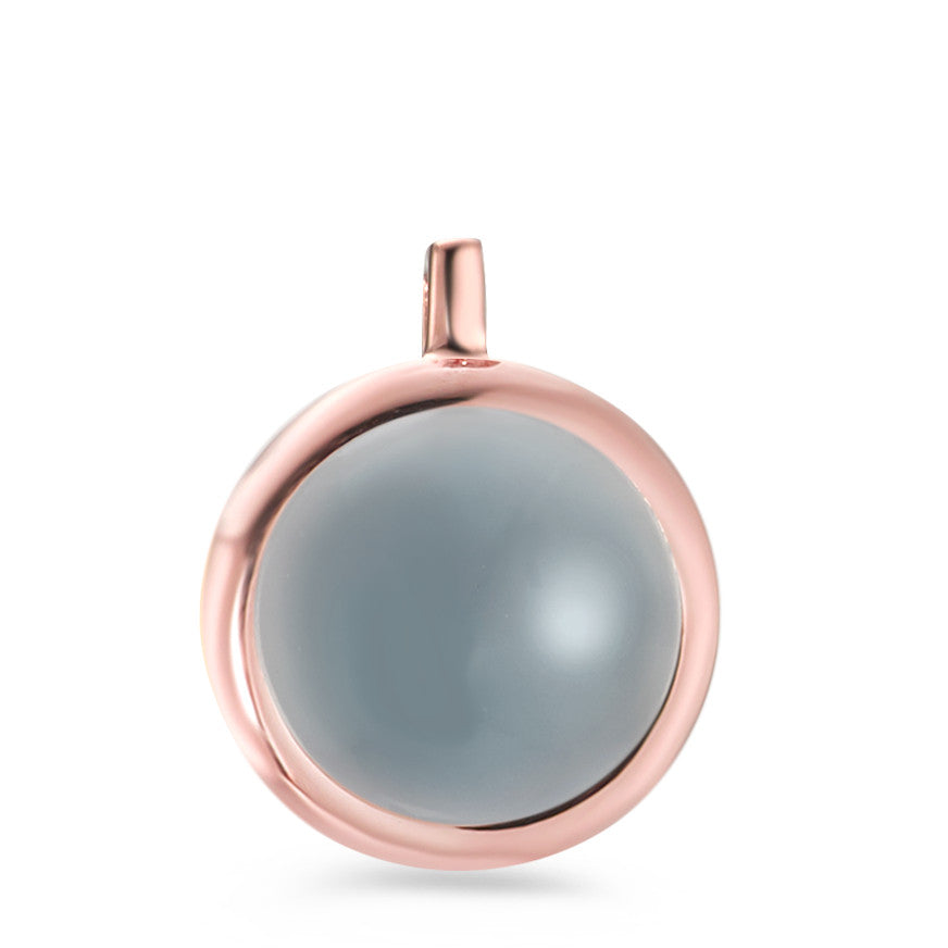 Pendant Silver Chalcedony Rose Gold plated Ø12.5 mm