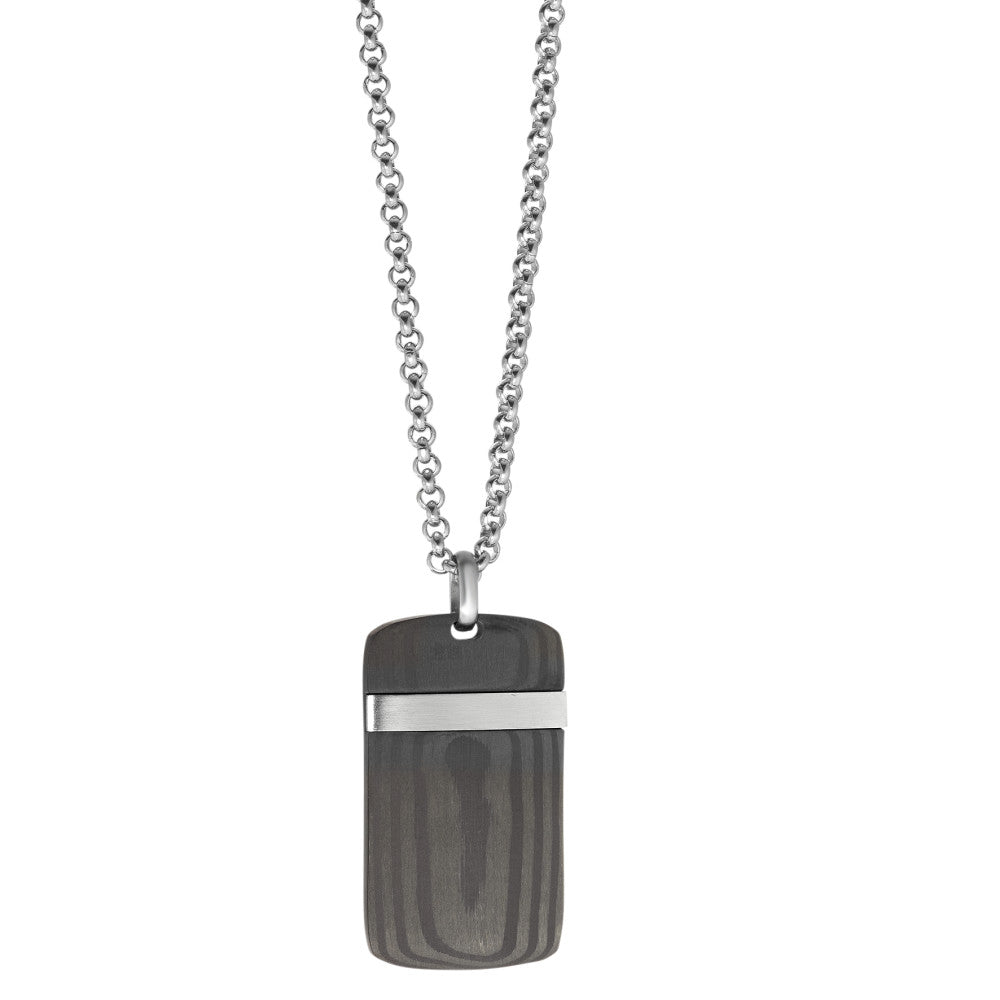 Necklace with pendant Stainless steel, Carbon 50 cm