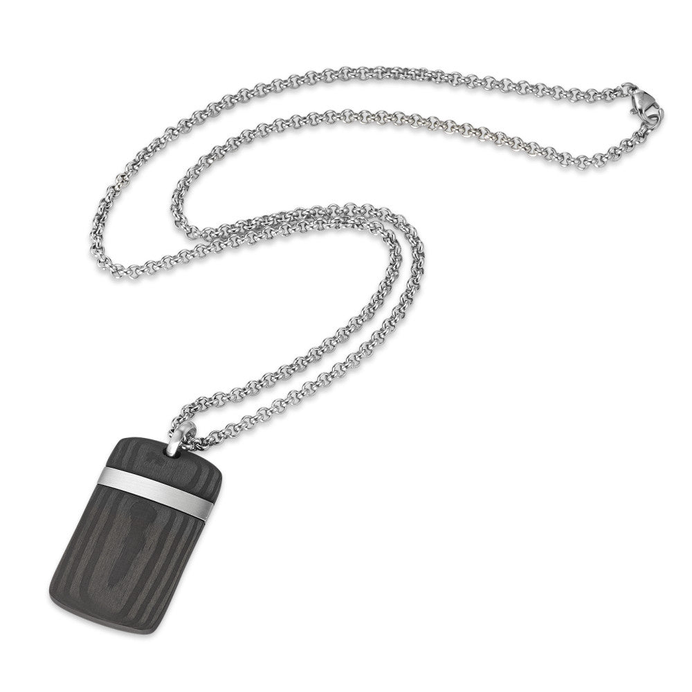 Necklace with pendant Stainless steel, Carbon 50 cm