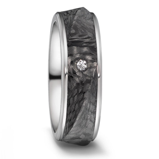 Wedding Ring Titanium, Carbon Diamond 0.03 ct, w-si