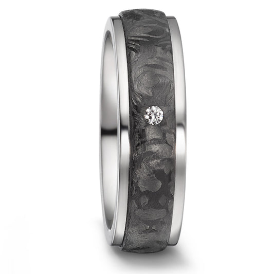 Wedding Ring Titanium, Carbon Diamond 0.03 ct, w-si