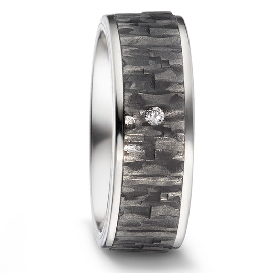 Wedding Ring Titanium, Carbon Diamond 0.03 ct, w-si