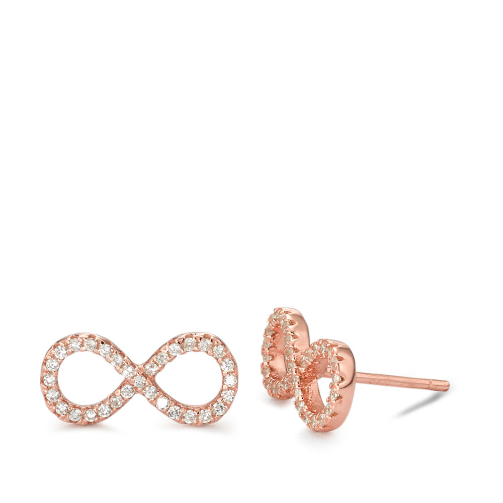 Stud earrings Silver Zirconia Rose Gold plated Infinity