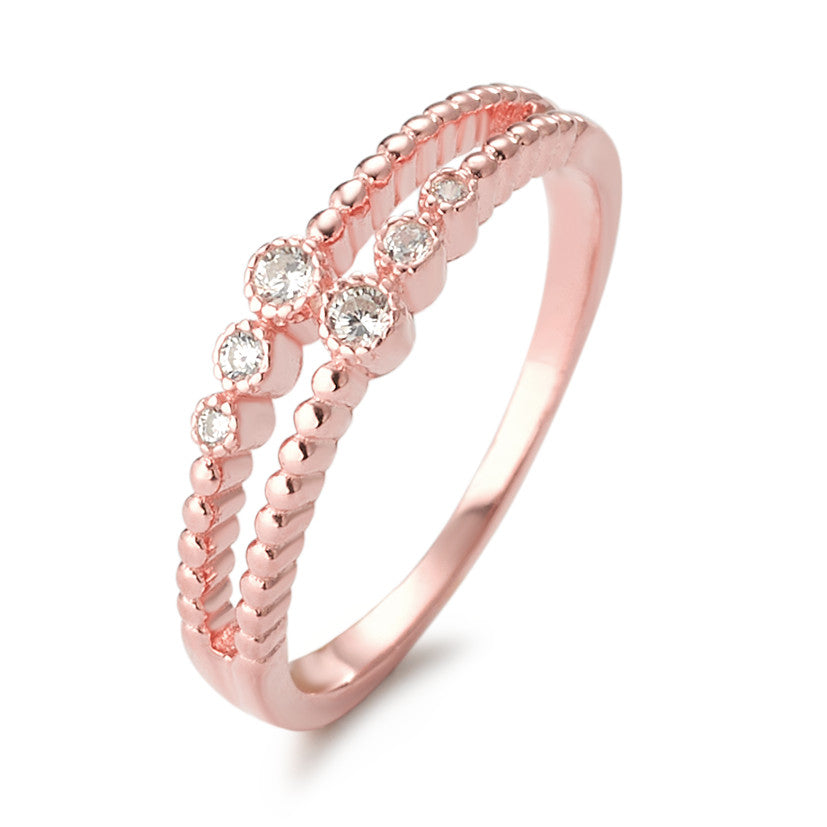 Ring Silver Zirconia 6 Stones Rose Gold plated