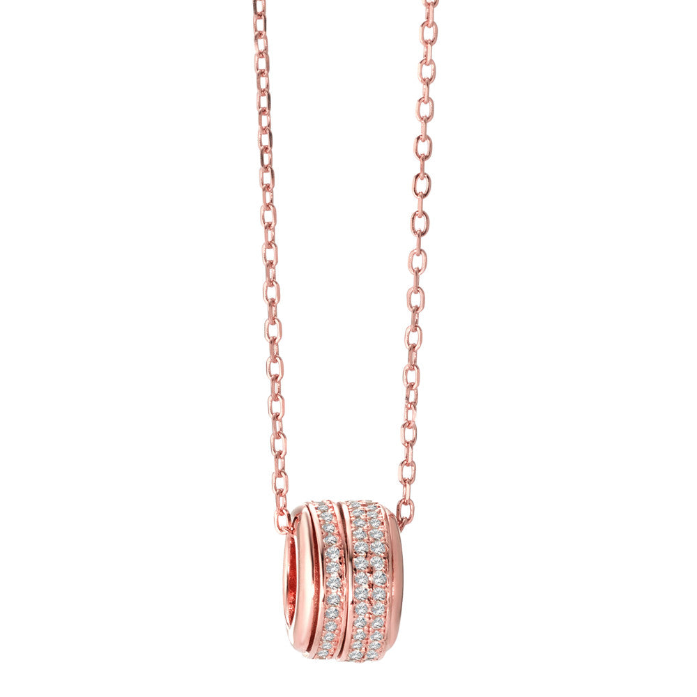 Necklace with pendant Silver Zirconia Rose Gold plated 42-45 cm Ø11.5 mm