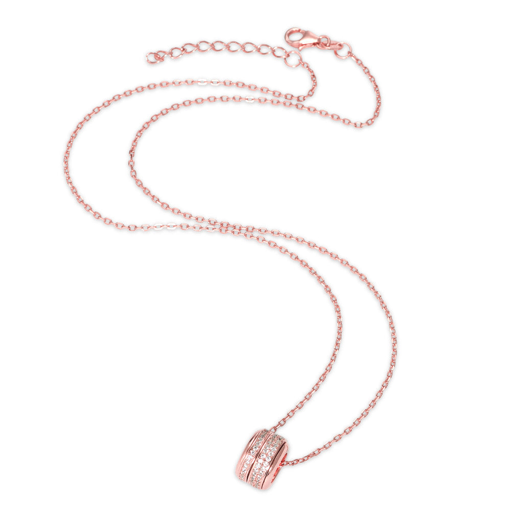 Necklace with pendant Silver Zirconia Rose Gold plated 42-45 cm Ø11.5 mm