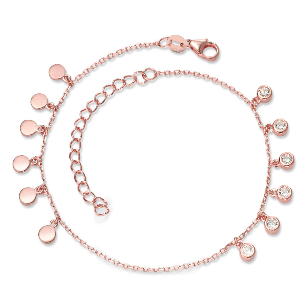 Anklet Silver Zirconia Rose Gold plated 24-28 cm