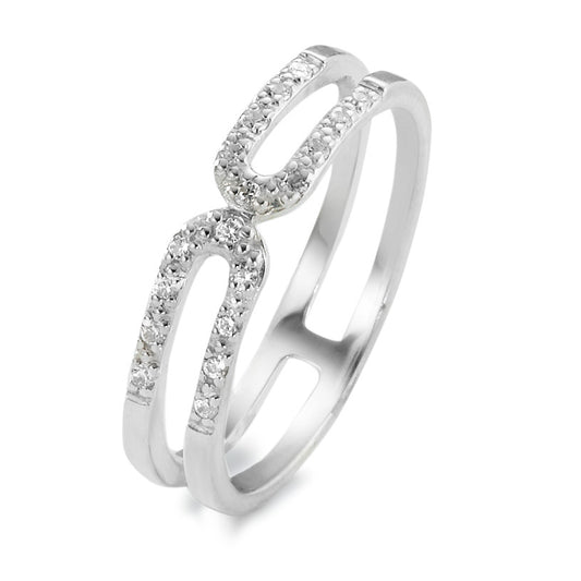 Midi ring Silver Zirconia 18 Stones Rhodium plated