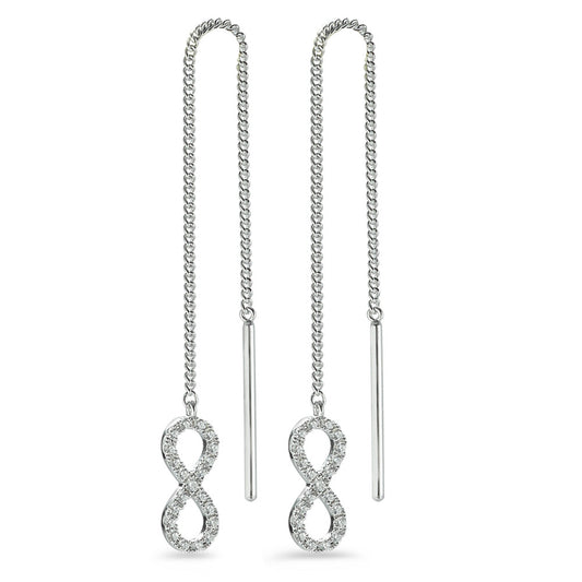 Threader Earrings Silver Zirconia Rhodium plated Infinity