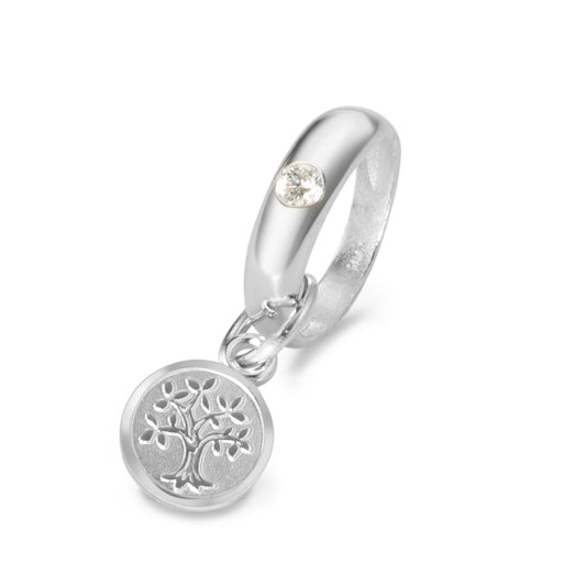 Christening ring 18k White Gold Diamond 0.03 ct, w-pi1 Tree Of Life Ø10.5 mm