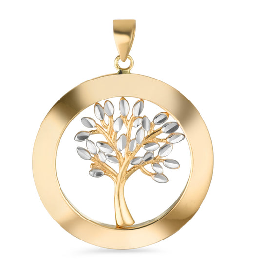 Pendant 18k Yellow Gold Rhodium plated Tree Of Life Ø25 mm