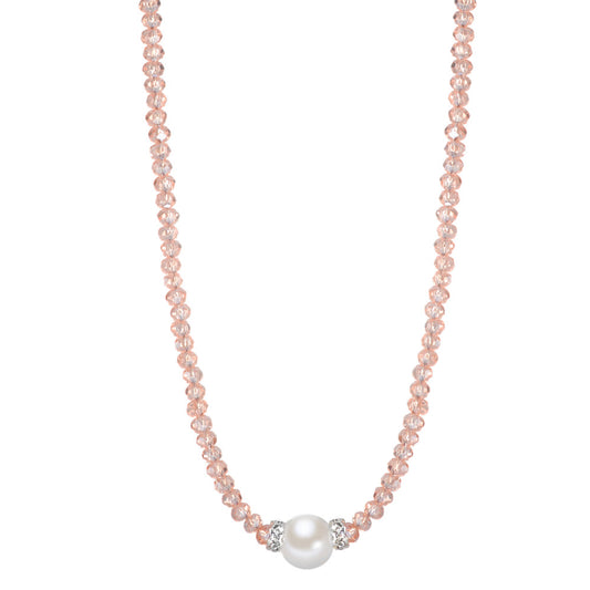 Necklace Stainless steel Crystal Freshwater pearl 43 cm