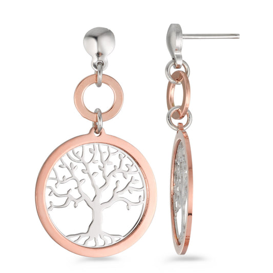 Drop Earrings Silver Rose Gold plated Tree Of Life Ø20 mm