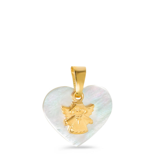 Pendant 9k Yellow Gold Mother of pearl Guardian Angel Ø13 mm