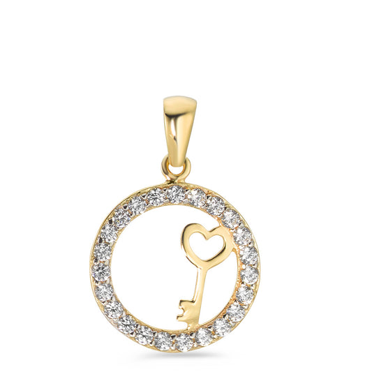 Pendant 9k Yellow Gold Zirconia Heart Ø13 mm