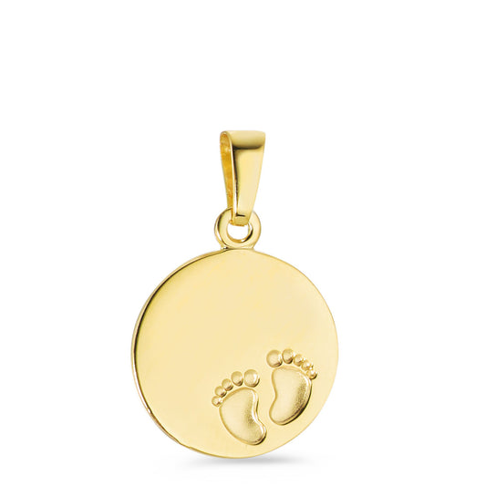 Engravable pendant 9k Yellow Gold Feet Ø12 mm