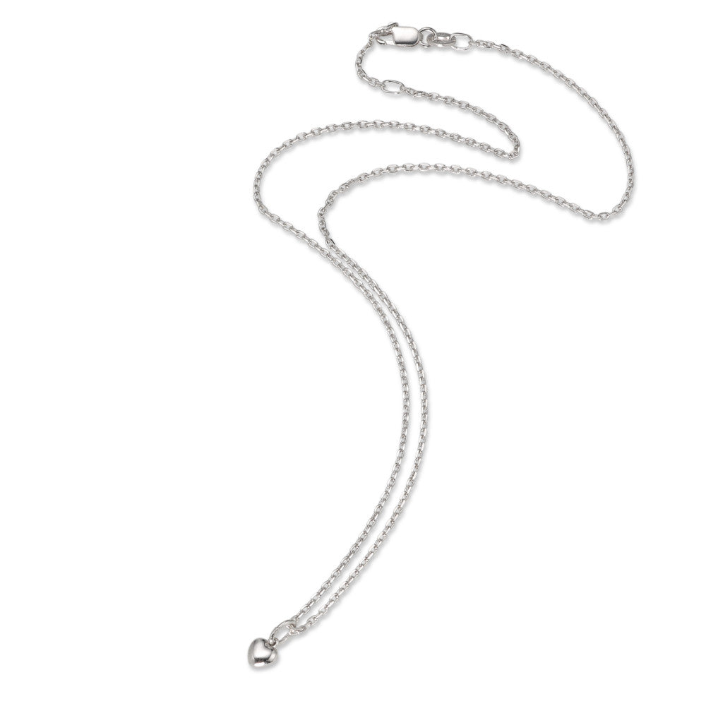 Necklace with pendant Silver Rhodium plated Heart 38-40 cm Ø5 mm