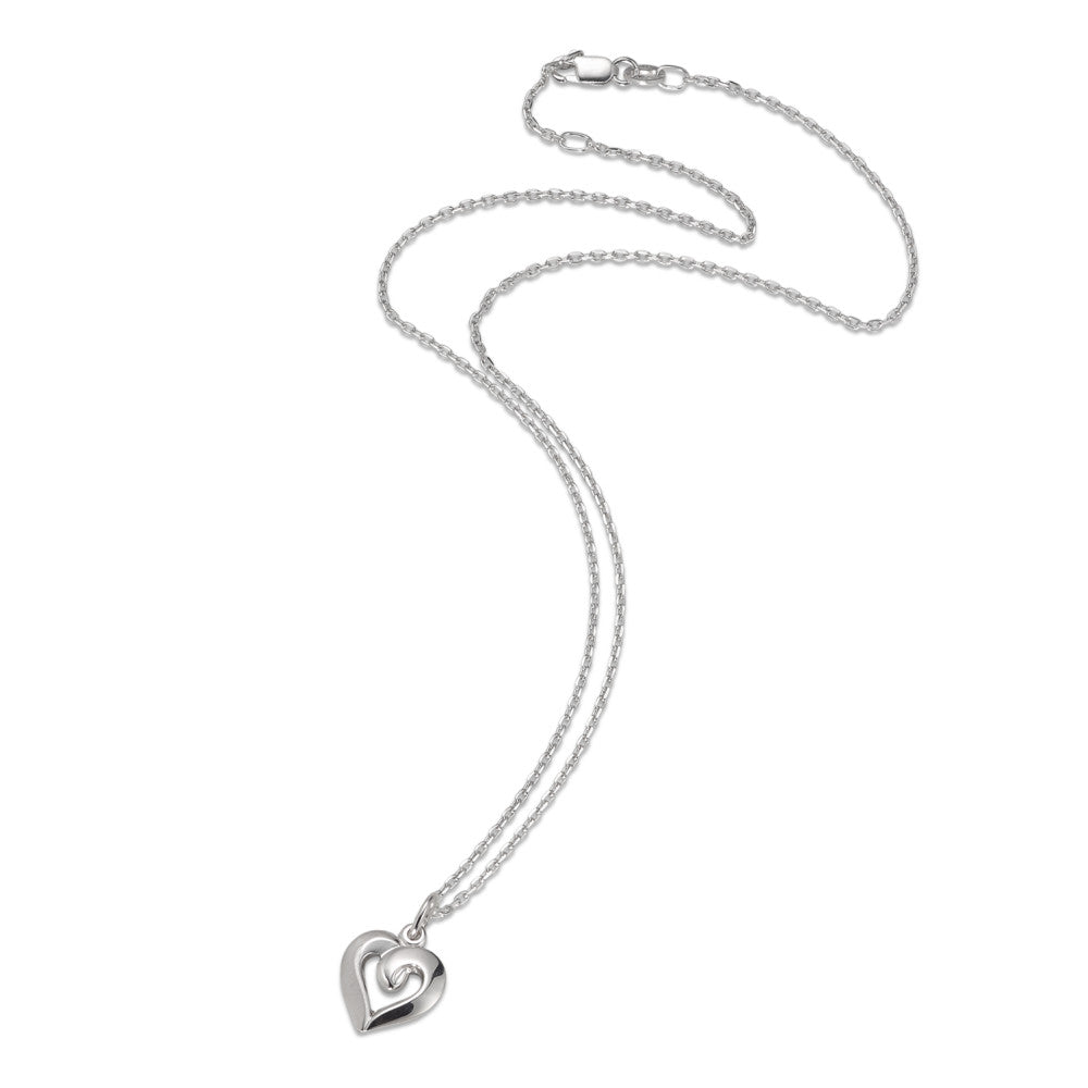 Necklace with pendant Silver Rhodium plated Heart 40-42 cm Ø11 mm