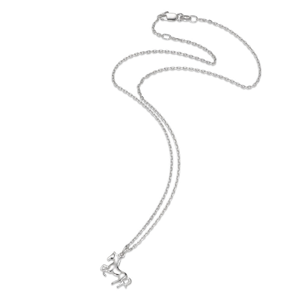 Chain necklace with pendant Silver Rhodium plated Horse 38-40 cm