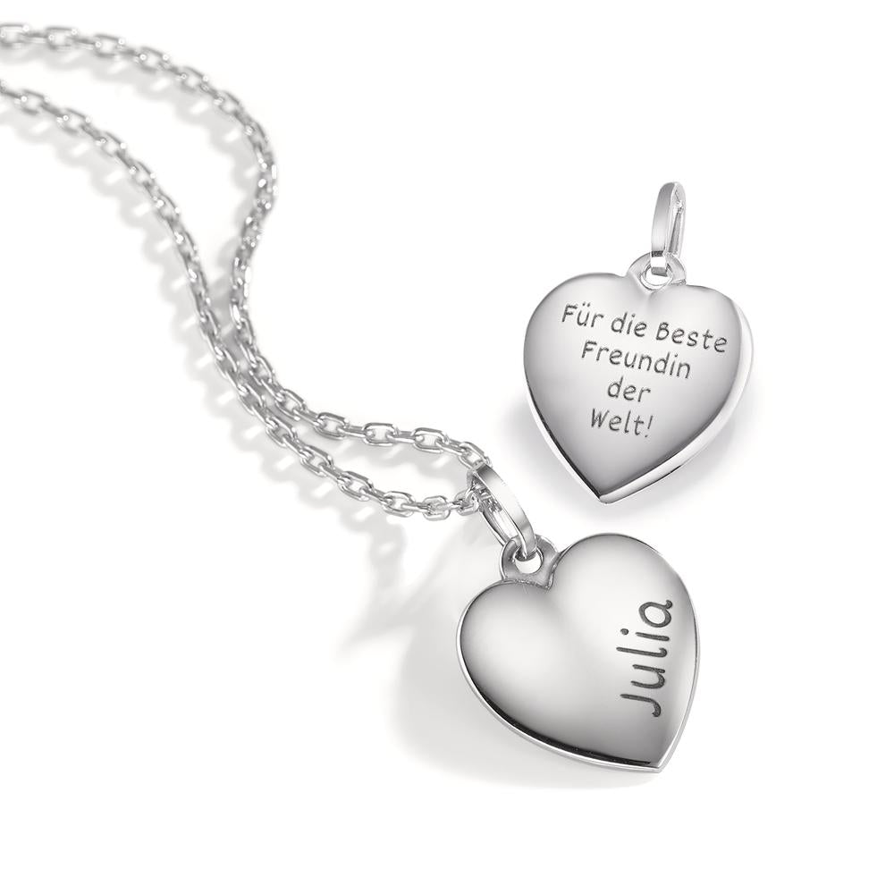 Necklace with pendant Silver Rhodium plated Heart 40-42 cm Ø12 mm