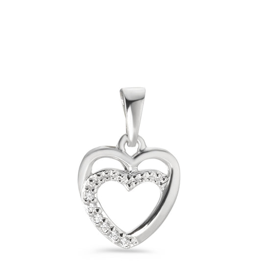 Pendant Silver Zirconia 6 Stones Rhodium plated Heart Ø10 mm