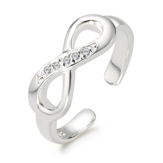 Toe Ring Silver Zirconia Rhodium plated Infinity Ø17 mm