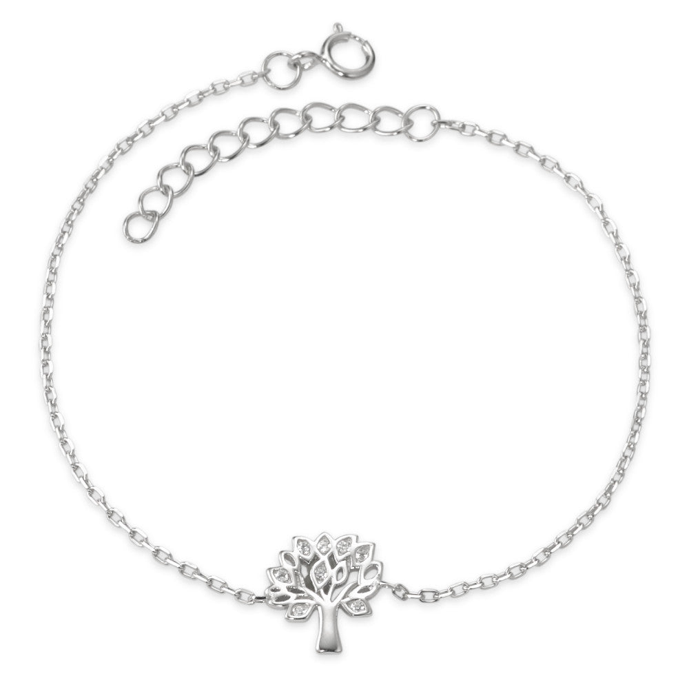 Bracelet Silver Zirconia 8 Stones Rhodium plated Tree Of Life 16-19 cm