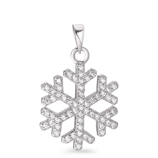 Pendant Silver Zirconia Rhodium plated Snowflake Ø14 mm