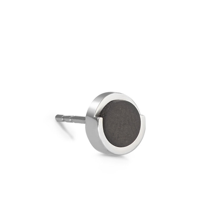 Single stud earring Stainless steel, Carbon Ø7.5 mm