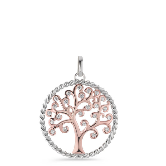 Pendant Silver Zirconia Rose Gold plated Tree Of Life Ø25 mm