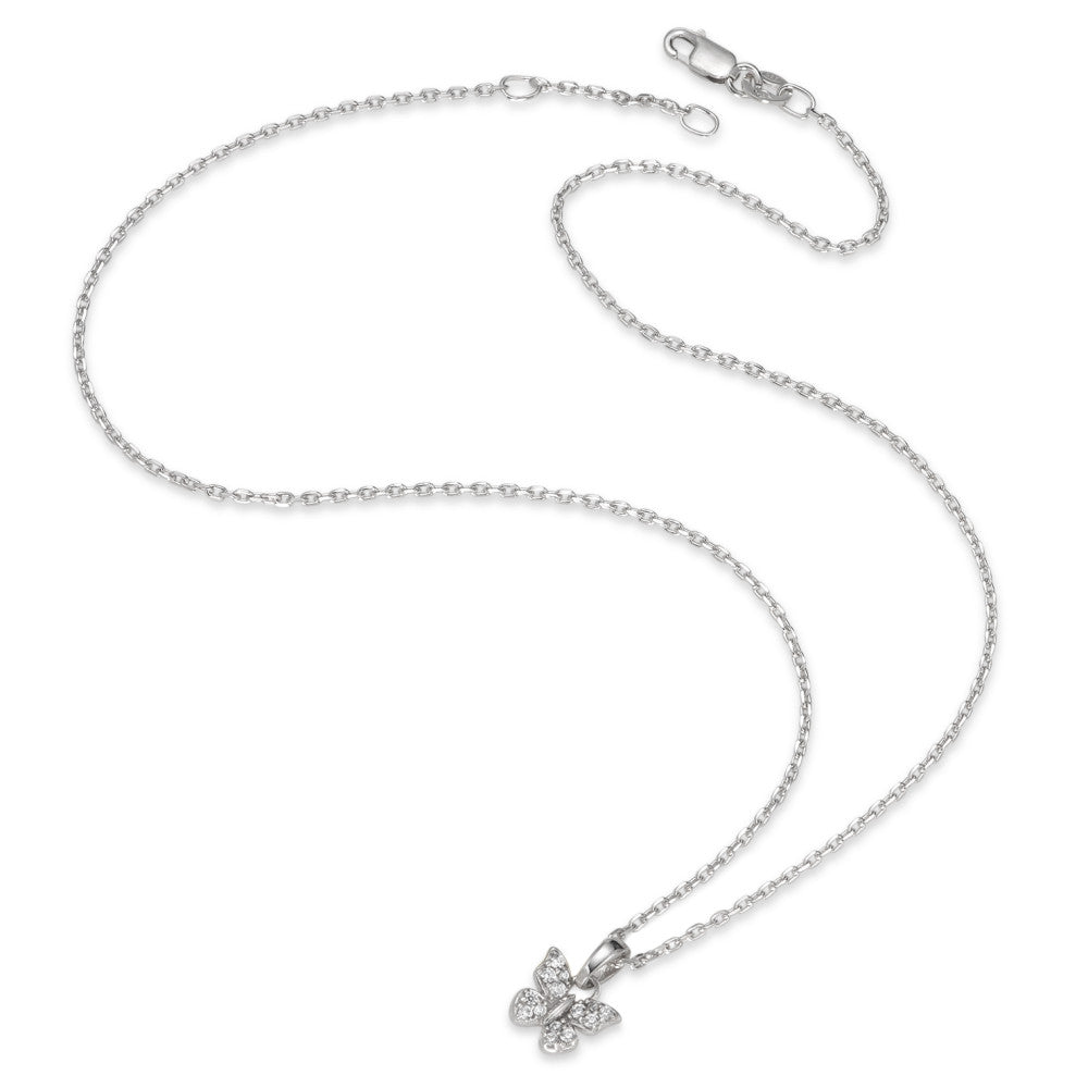 Necklace with pendant Silver Zirconia 14 Stones Rhodium plated Butterfly 36-38 cm