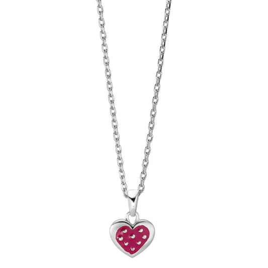 Necklace with pendant Silver Rhodium plated Heart 36-38 cm Ø9 mm