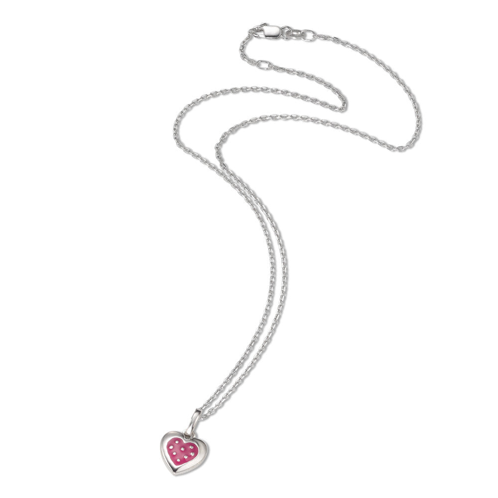 Necklace with pendant Silver Rhodium plated Heart 36-38 cm Ø9 mm