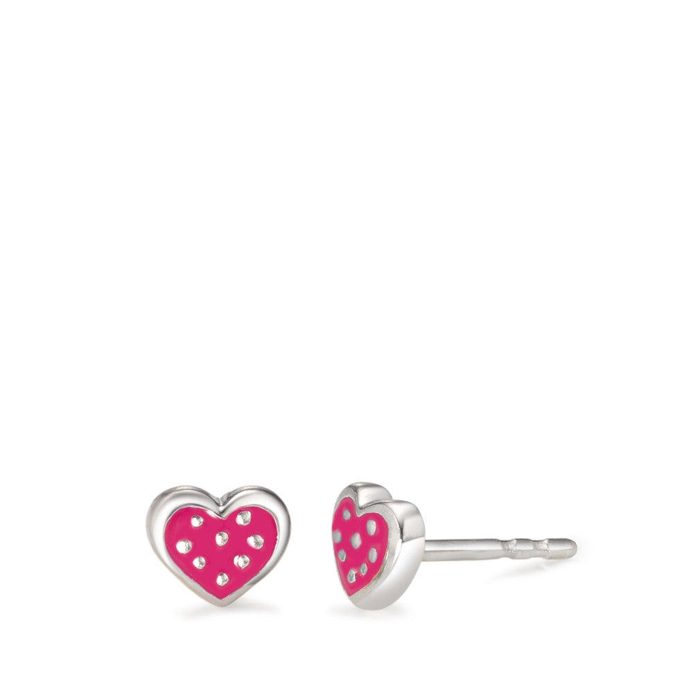 Stud earrings Silver Rhodium plated Heart Ø6 mm