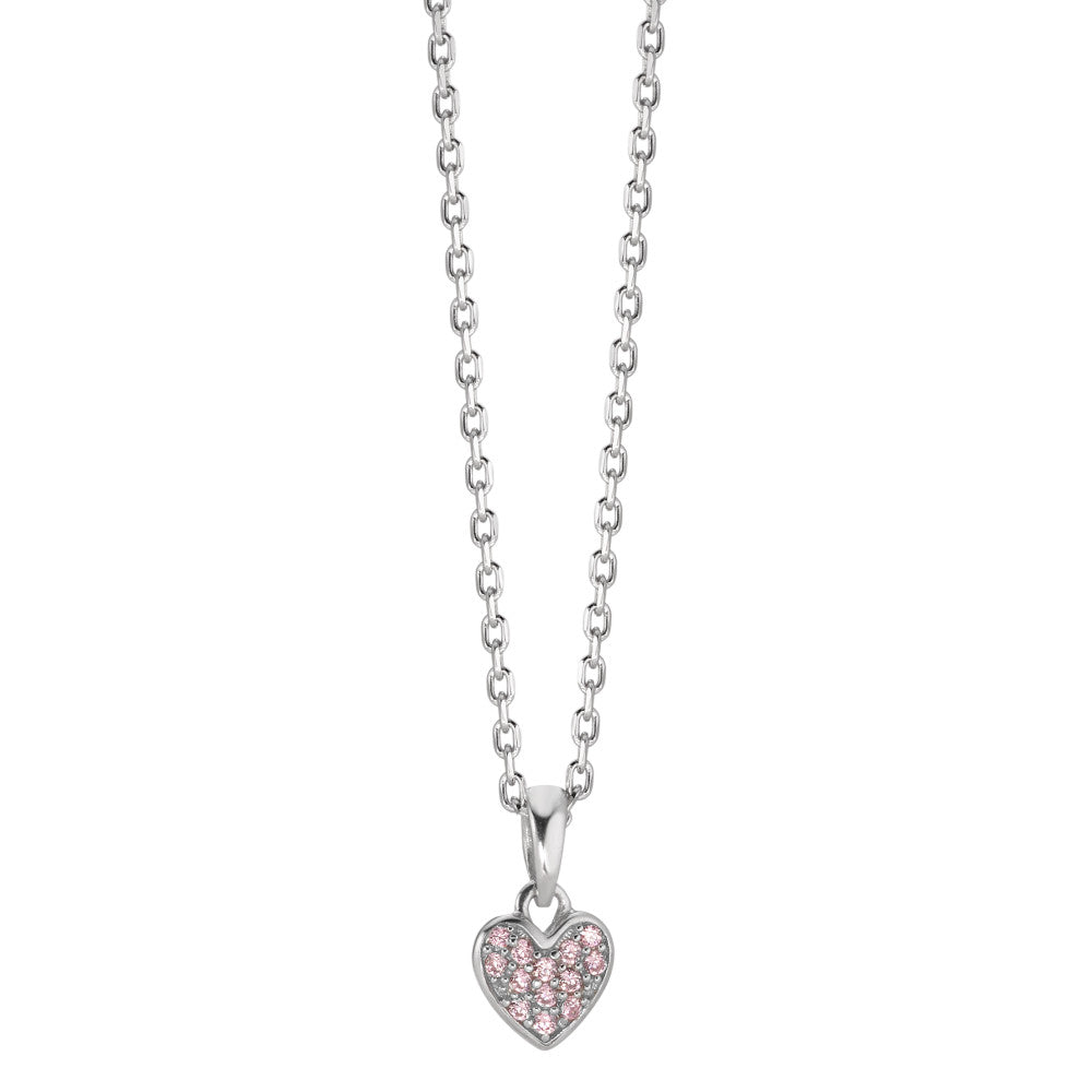 Necklace with pendant Silver Zirconia Rose Rhodium plated Heart 38-40 cm Ø7 mm