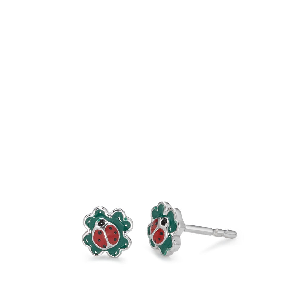 Stud earrings Silver Bicolor Rhodium plated Ladybird Ø6 mm