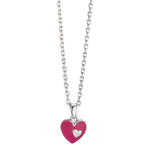 Necklace with pendant Silver Rhodium plated Heart 38-40 cm Ø9 mm