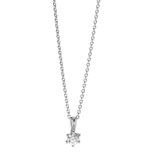 Necklace with pendant 9k White Gold Zirconia 40-42 cm Ø4 mm