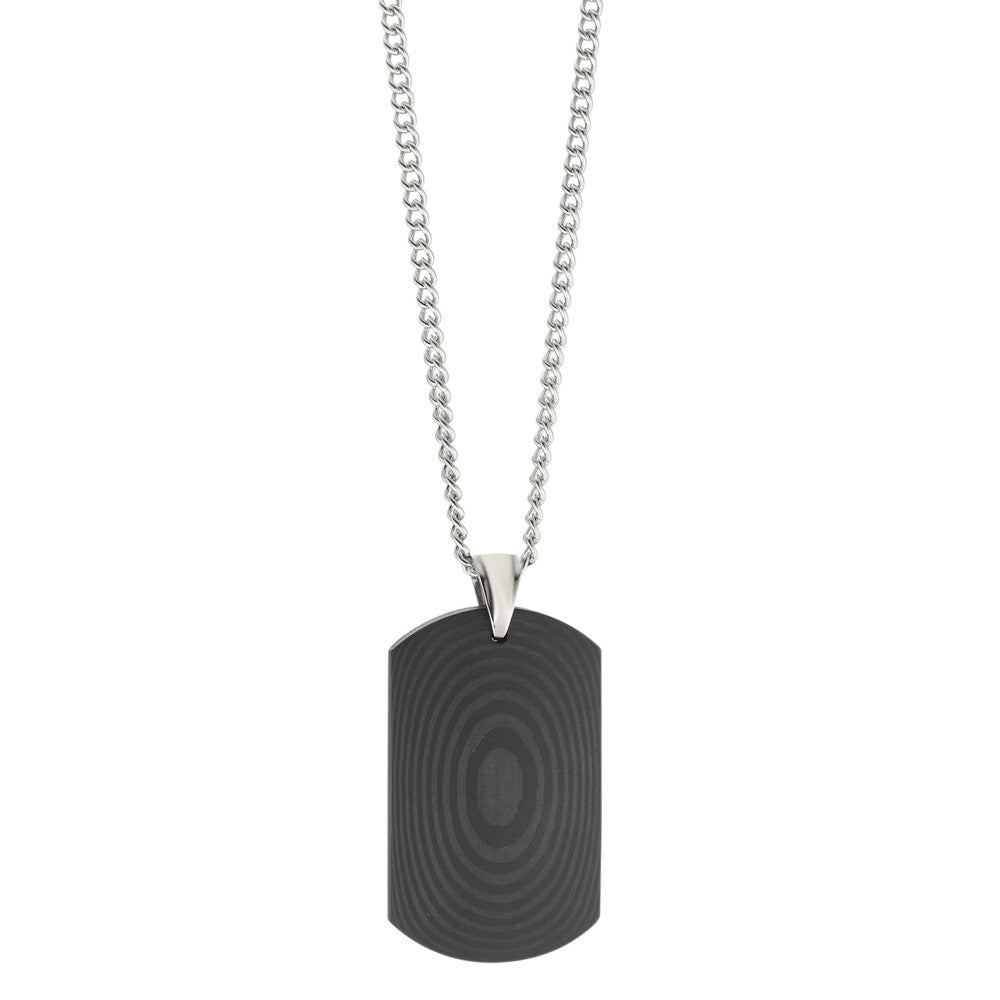 Necklace with pendant Carbon, Stainless steel 50 cm