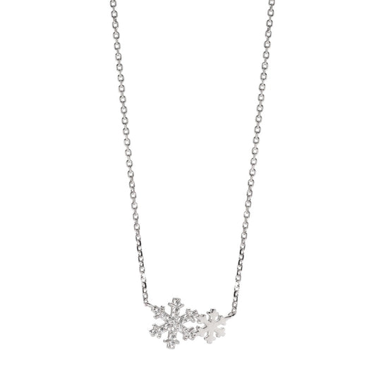 Necklace Silver Zirconia 19 Stones Rhodium plated Snowflake 38-40 cm