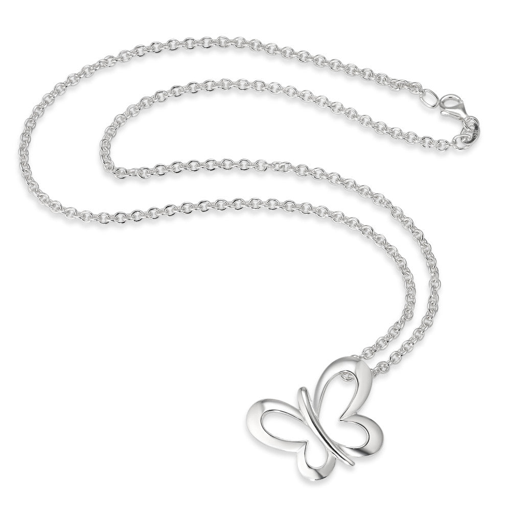 Necklace with pendant Silver Butterfly 42 cm Ø25 mm