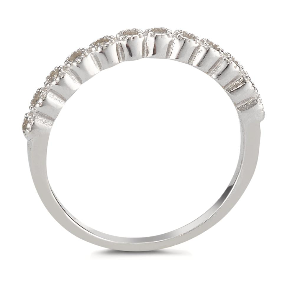 Memory ring Silver Zirconia 12 Stones Rhodium plated