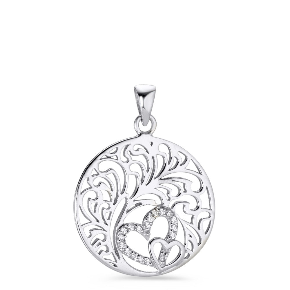 Pendant Silver Zirconia Rhodium plated Heart Ø20 mm