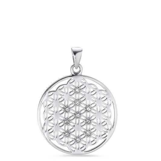 Pendant Silver Zirconia 10 Stones Rhodium plated Flower Of Life Ø22 mm