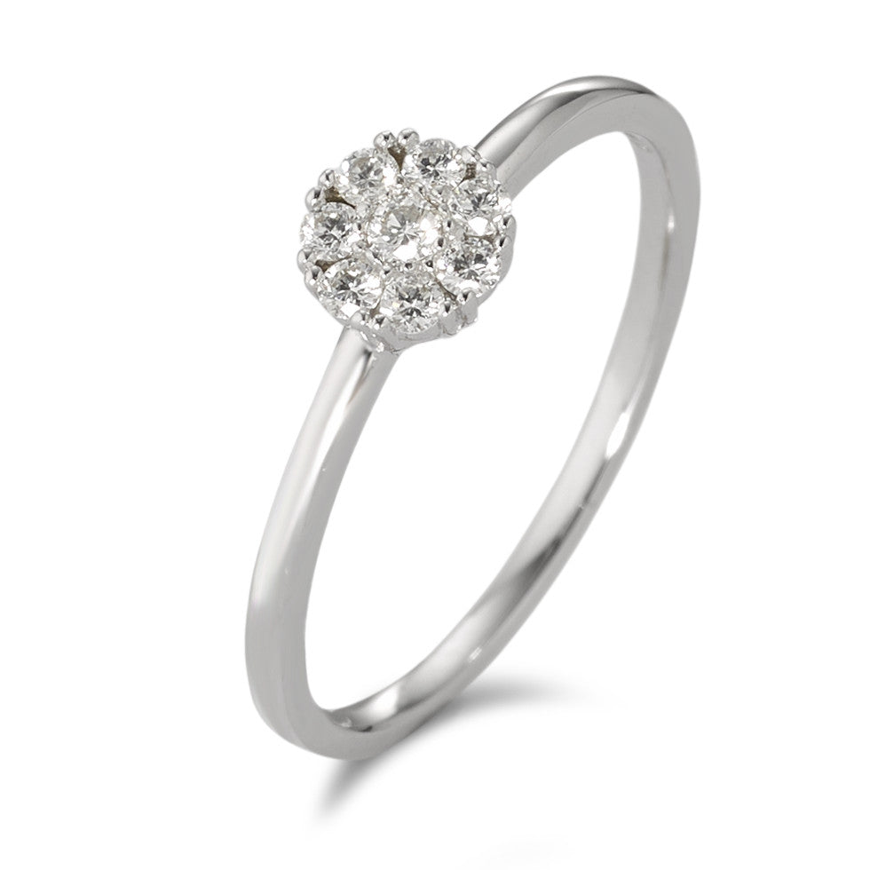 Solitaire ring 18k White Gold Diamond White, 0.17 ct, 8 Stones, brilliant, w-si Ø5.5 mm