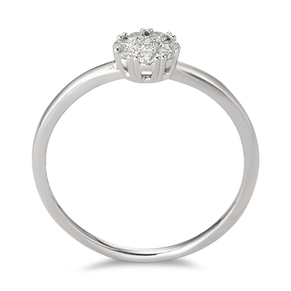 Solitaire ring 18k White Gold Diamond White, 0.17 ct, 8 Stones, brilliant, w-si Ø5.5 mm