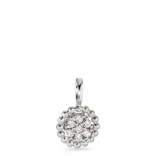 Pendant 18k White Gold Diamond White, 0.14 ct, 7 Stones, brilliant, w-si Ø8.5 mm