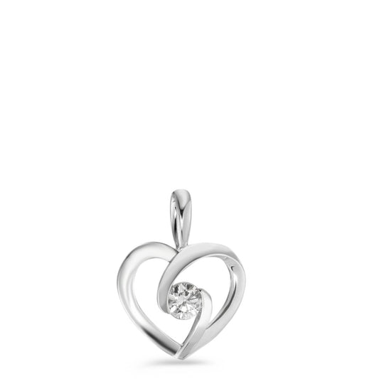 Pendant 18k White Gold Diamond White, 0.08 ct, brilliant, w-si Ø10 mm