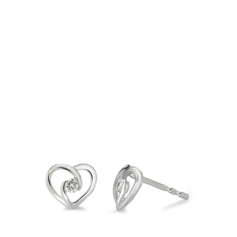 Stud earrings 18k White Gold Diamond White, 0.08 ct, 2 Stones, brilliant, w-si Ø7.5 mm